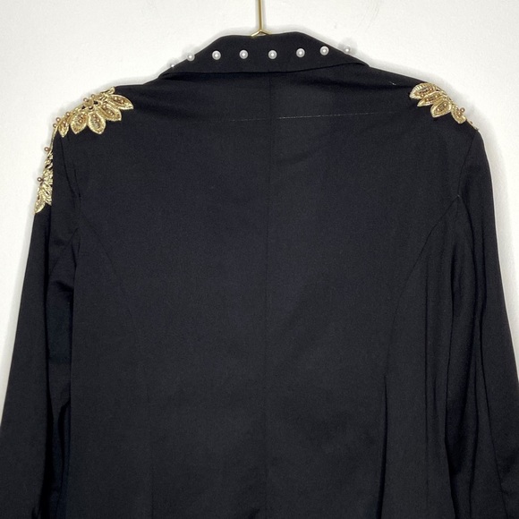Shein Black Faux Pearl Embellished Gold Embroidered Jacket Size 4XL - Picture 11 of 13